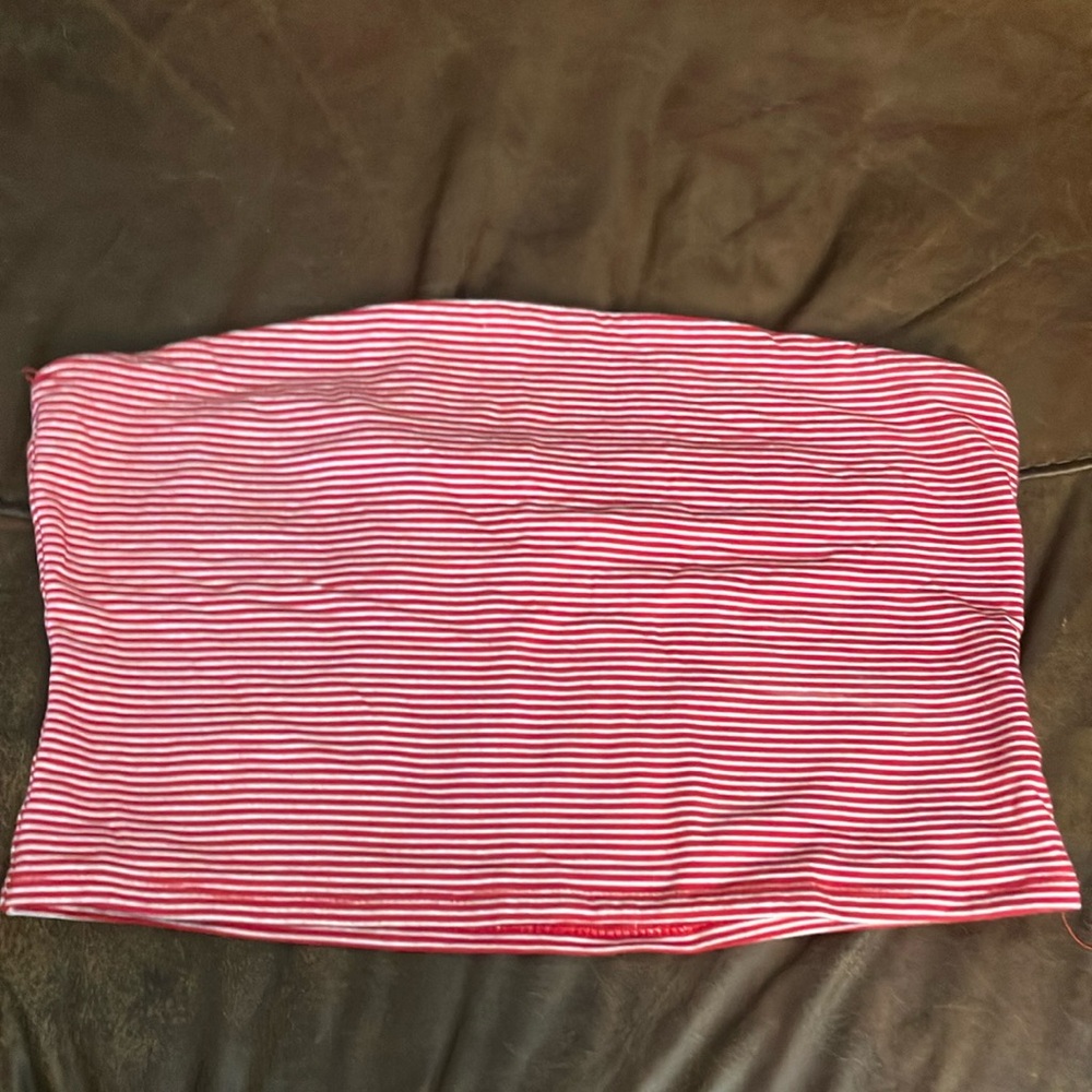 Red and White Striped Tube Top